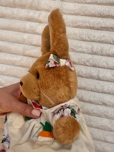 Vintage TCC Continuity Holdings 1995 Bunny Rabbit Floral Dress Soft Plush approx. 24 cm. (with ears) Used Please see photos