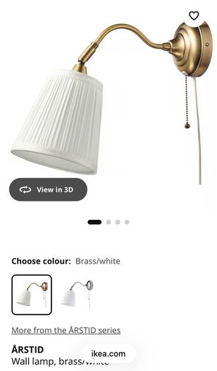 Two Ikea Astrid brass wall lights