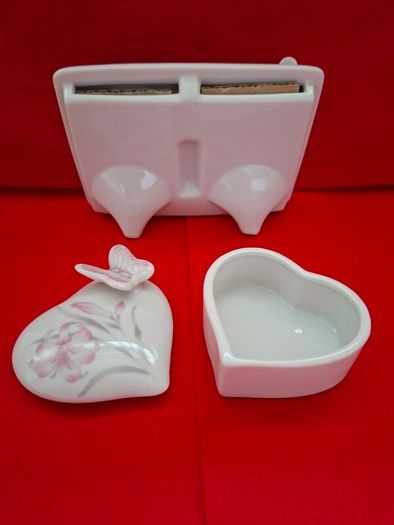 Vintage Ceramic Double Oval Photo Frame & Trinket Dish