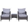 NEW SALE 5 Pcs PE Rattan Garden Furniture Set, 2 Armchairs 2 Stools Glass Top Table Cushions Wicker Weave Chairs Outdoor Seating, Dark Grey FREE SHIPPING Image 4