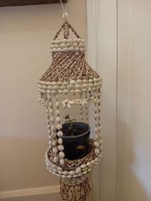 Vintage Boho Seashell Hanging Planter
