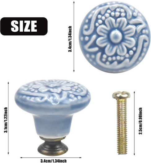 10PCS Crackle Cabinet Knob, Vintage Drawers Knobs, 34MM Kitchen Cabinet Cupboard Drawer Door Knobs, Furniture Knobs Drawer Handles, Antique Knob for Cabinet Drawer Kitchen (FREE POSTAGE)