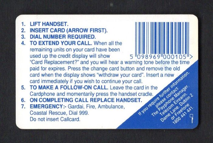 1993 Ireland Easter 1993 (Gemplus GEM1) Call Card Used. Telecom Eireann card number 1042.