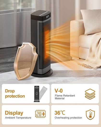 FREE 3 DAY SHIPPING 2000W Electric Heater Energy Efficient, Electric Fan Heater with 3 Modes, Low Energy ECO Mode, Ambient Temperature Display