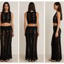 Black Distressed Knit Co-Ord Set  Sleeveless Crop Top & Maxi Skirt Image 2