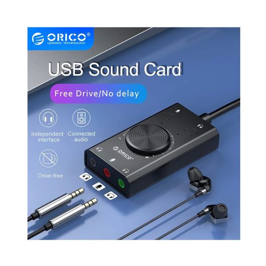 ORICO Multifunction USB External Digital Stereo Sound Card (3 AUX+Full Sound Control) (For PC/Laptop/PS/Mobile/Tablet) (Brand New/Warranty)
