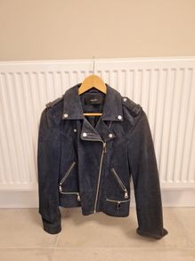 Vera Moda Navy Suede Leather Jacket