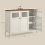 Sideboard Kitchen Cabinet Storage Cabinet with Glass Doors for Living Room Kitchen Dining Room Steel Frame Industrial Style Honey Brown Vintage White Image 3