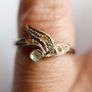 Vintage Sterling Silver Decorative leaf design ring with small stones Image 4