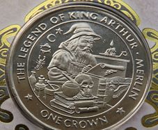 Merlin Wizard Magic King Arthur Isle of man crown coin 1996 stamp cover
