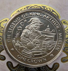 Merlin Wizard Magic King Arthur Isle of man crown coin 1996 stamp cover