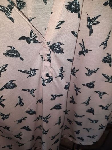 H&M Salmon Pink Hummingbird Blouse , UK 18 , Excellent Condition