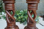 Large Open Twist Handcarved Candlesticks