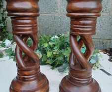 Large Open Twist Handcarved Candlesticks