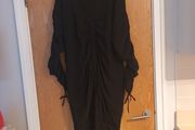 Pretty Little  Thing Plus   Black Ruched  Side Shirt Dress.   S.20   B.N.W.T