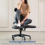 Ergonomic Mobile Cross Legged Desk Chair with Wheels, Home and Office, Flexible Kneeling Chair for Fidgeting, Adjustable Yoga Meditation Criss Cross Seat, Backrest, Black Image 6