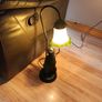 Vintage Style Art Nouveau Table Lamp Boy Figurine Floral Glass Shade Image 4