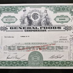 General Foods Corporation 100 Shares  1970