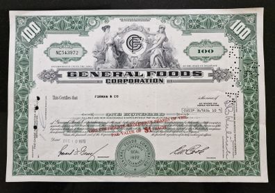 General Foods Corporation 100 Shares  1970