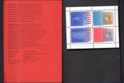 1976 Ireland US Bicentenary Commemorative Stamp Miniature Sheet Pack with Mint Never Hinged (MNH) example of miniature sheet.