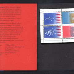 1976 Ireland US Bicentenary Commemorative Stamp Miniature Sheet Pack with Mint Never Hinged (MNH) example of miniature sheet.
