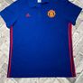 Adidas Manchester United FC 2016 Mens Blue Polo Neck T-Shirt Size Large Image 2