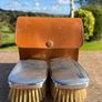 Vintage grooming  brush in Hide case Image 2
