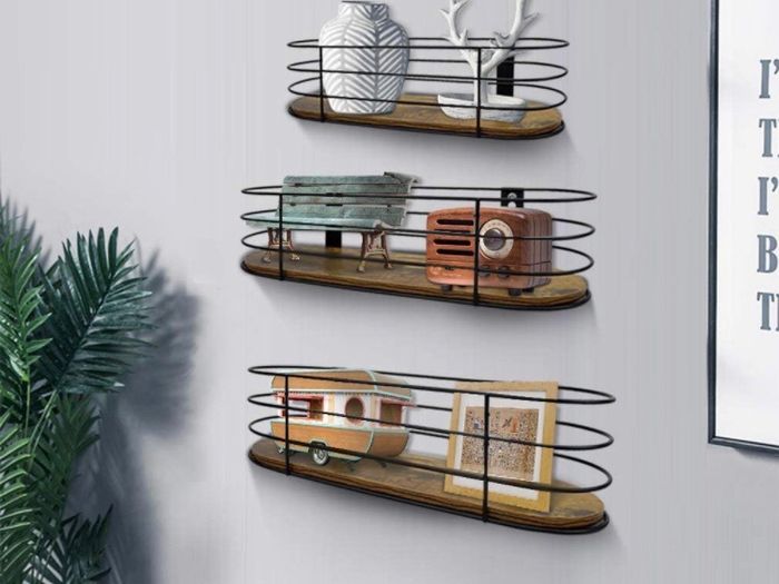 Oval Floating Shelves Pack of 3, Rustic Wall Shelf for Bathroom Bedroom
