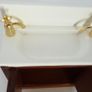 Vintage Victorian style wood panelled doll's house bathroom furniture Image 3