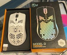 Glorious Gaming Model D Wireless Gaming Mouse - 69g Superlight, Lag Free 2.4Ghz Wireless, RGB, BAMF Sensor, Ergonomic, 6 Buttons - White | Lag free connectivity, advanced BAMF sensor, long battery life, PTFE sliders, beehive format, vivid lighting (Used)