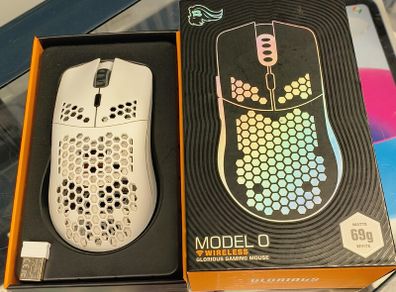 Glorious Gaming Model D Wireless Gaming Mouse - 69g Superlight, Lag Free 2.4Ghz Wireless, RGB, BAMF Sensor, Ergonomic, 6 Buttons - White | Lag free connectivity, advanced BAMF sensor, long battery life, PTFE sliders, beehive format, vivid lighting (Used)