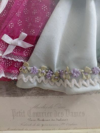 Antique French Shadow boxed dressed print handcrafted