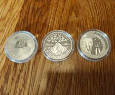 3 Silver Proof Coins including Skellig Michael, Ploughman and Beckett
