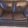 3 and 2 seater brown leather sofa Image 9