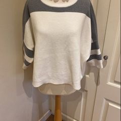 French Connection size 12 white/grey heavy cotton top