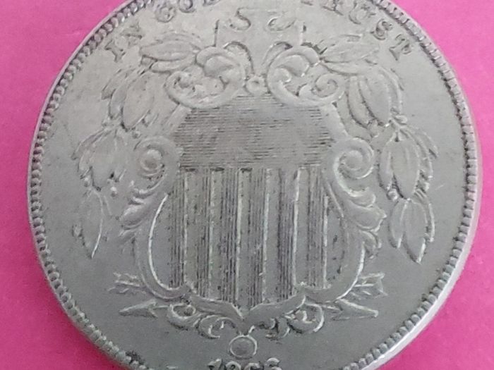 1866 American SHIELD Nickle coin