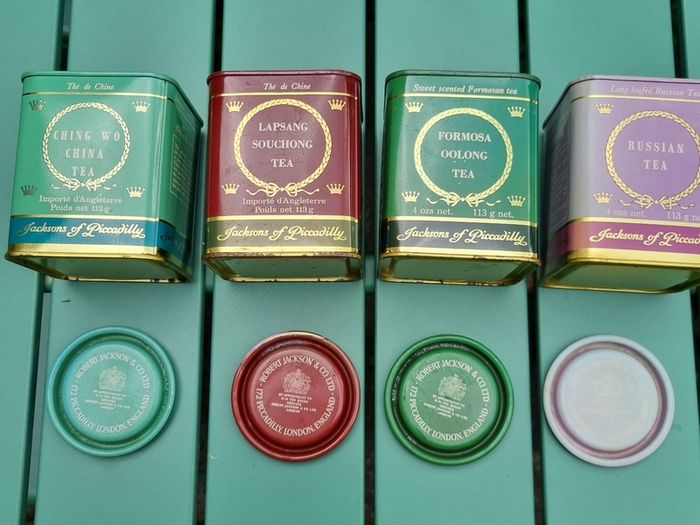 Vintage tea caddies (4) Jacksons of Picadilly