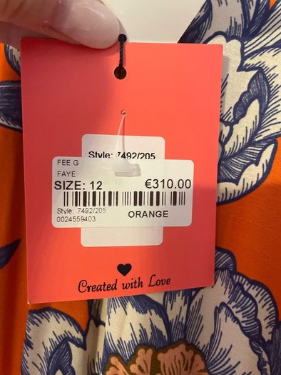 Fee G Faye orange dress sz 12 brand new