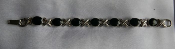 Vintage Black Onyx Gemstone Handmade  Silver Jewelry Bracelet