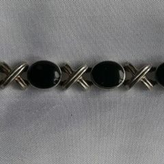 Vintage Black Onyx Gemstone Handmade  Silver Jewelry Bracelet