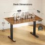 Electric Standing Desk 120x60cm Height Adjustable Desk with 3 Memory Presets & Sit Stand Reminder, Quiet Home Office Computer Desk with LED Display, Cable Holes & Hooks, Rustic Brown Image 9