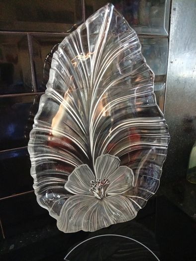 mikasa hibiscus serving tray glass