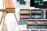 Complete 155 Pcs Deluxe Artist Painting Set with French Easel, Art Painting Brushes Set, Paints Tube Set, Painting Pads, Stretched Canvas, Palette Knives