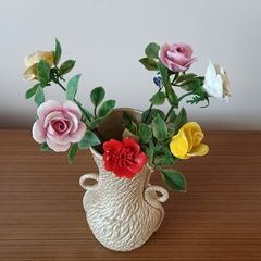 Vintage Aynsley porcelain flowers on stems  6pc