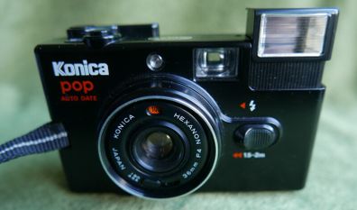 Konica Pop Auto Date 35mm Film Point and Shoot Camera - 36mm F4 Lens in Black - Tested