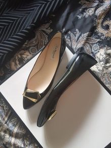 Lk Bennett Black Patent Golden Brooch Pumps
