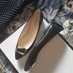 Lk Bennett Black Patent Golden Brooch Pumps