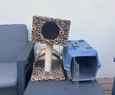 Cat scratcher/ snuggle bed and pet carrier