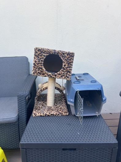 Cat scratcher/ snuggle bed and pet carrier