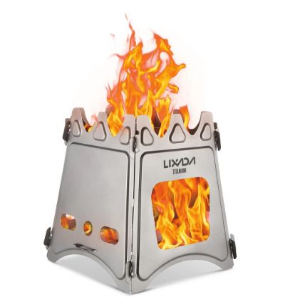 BRAND NEW Compact Folding Titanium Wood Stove with Mini Alcohol Stove for Outdoor Camping Cooking Picnic Portable camping burner